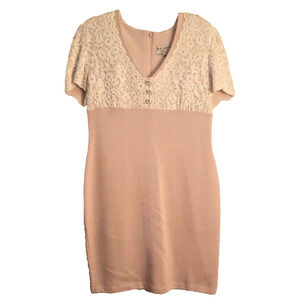 Vintage St. John Evening Wear Women's Size 10 Pink Sparkles Floral Lace